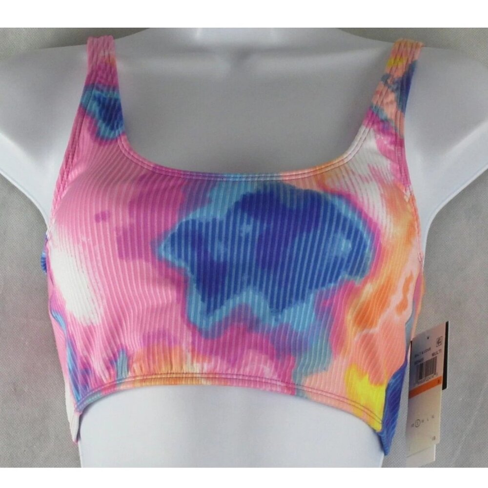 NWT Salt + Cove Juniors Bralette Bikini Top Swimsuit, Multicolor Tie Dye, Small